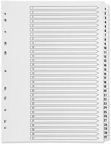 Q-Connect 1-31 Index Multi-Punched Reinforced Board Clear Tab A4 White KF01936