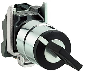 Schneider Electric Harmony XB4 - Key Selector Switch, Metal, 2 Positions, Ronis 455 Keylock, Spring Return from Right to Left, 1NO, 22 mm Mount, XB4BG61, Black