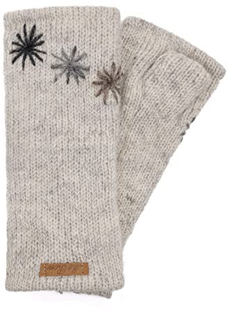 McRon Damen Gestrickte Pulswärmer Floris Naturhellgrau