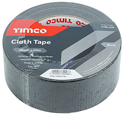 TIMCO CTBLACK Cloth Tape 48mm x 50m - Black