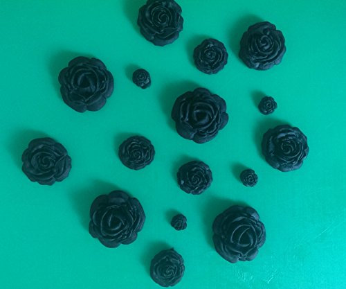 12 X 20mm Edible Roses for sugarcraft, Cakes, Cupcakes (Black)