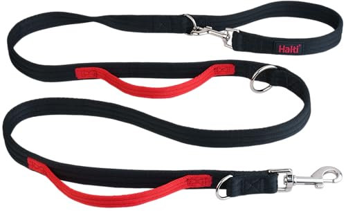HALTI Control Hundeleine, Größe Groß, Schwarz, 2 m - mit 2 Griffen, die Sie beim Training lhres Hundes und beim Gassi gehen unterstützen, mit Neopren gepolsterte Hundeleine, Für Welpen geeignet