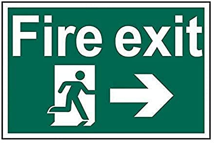 Scan SCA1504 Self adhesive PVC sign - Fire exit - running man arrow right - 300 x 200mm