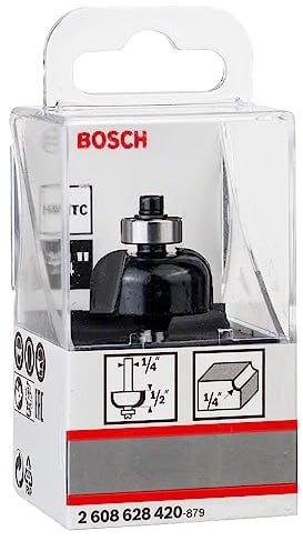 Bosch 1x PRO Hohlkehlfräser, L 1/4, S 1/4 | für Weichholz, Hartholz, Ø 25,4 mm, Professional Zubehör Oberfräsen, Kantenfräse