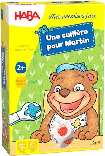 HABA - Meine ersten Spiele – ein Löffel für Martin – Gesellschaftsspiel für Kinder – Gedächtnis- und Geschicklichkeitsspiele – Stimuliert die Sprache – Freies Spiel – Lernspiel – Spielerisch – 2 Jahre