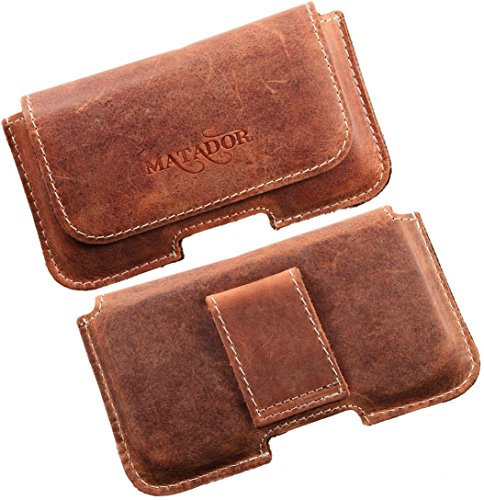MATADOR Gürteltasche kompatibel mit iPhone 6/6s/SE 2020 Ledertasche Magnetverschluss Konjak Braun