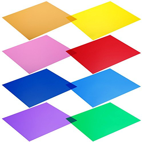 Neewer - Kit de 8 filtros de Colores para Luces de Estudio (12 x 12/30 x 30 cm). Colores: Rojo, Amarillo, Naranja, Verde, Morado, Rosa, Azul Claro y Azul Oscuro