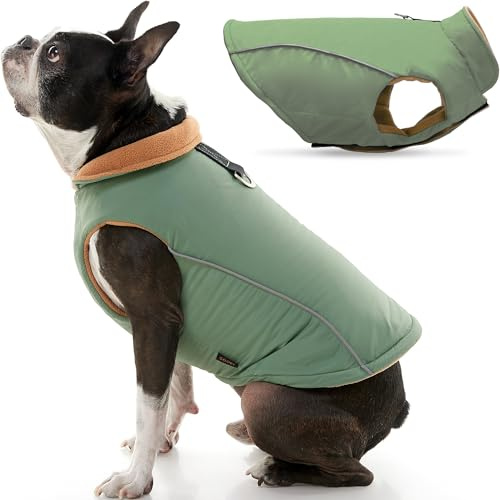 Gooby Cold Weather Fleece Lined Sports Dog Vest with Reflective Lining, X-Large, Green