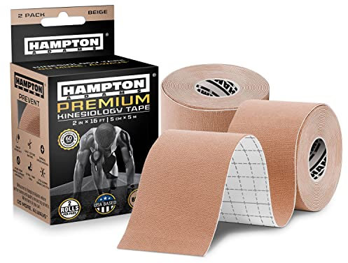 Hampton Adams (2er Pack) Premium Kinesiology Tape | Athletic Tape unterstützt und schützt Muskeln, Knie, Schultern und Plantarfasziitis Wasserdicht und hypoallergen