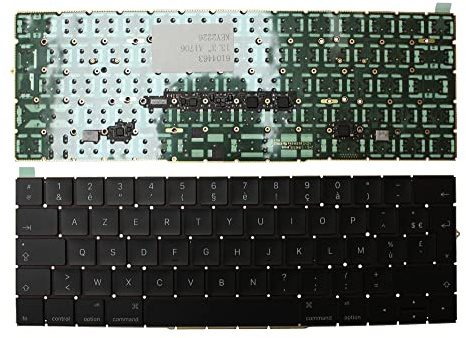 Keyboards4Laptops Französisch Hintergrundbeleuchtung-Version (ohne Hintergrundbeleuchtung Board) schwarz kompatible Ersatz Tastatur kompatibel mit Apple MacBook Pro 13 Inch Touch Mid 2017