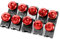 10pcs kit bullone corpo carenatura moto, dado Keenso M5 ghiera vite ghiera velocità fissaggio clip(Rosso)