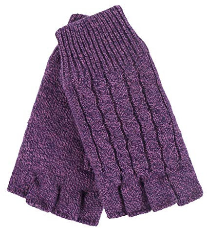 HEAT HOLDERS - Damen Thermo Winter Strick Fingerlos Handschuhe mit Plush Fleece Gefüttert (One Size, Hell Violet)