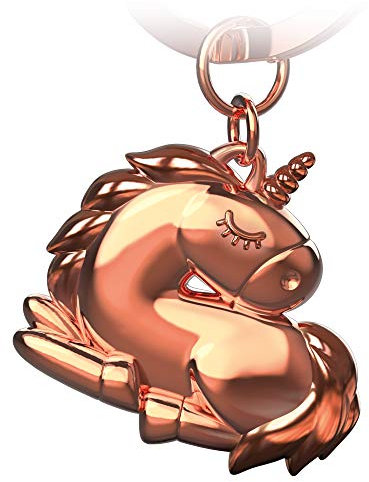 FABACH Einhorn Schlüsselanhänger Sleepy - Schlafendes Einhorn Glücksbringer für Damen in Rosegold - Unicorn Anhänger als Geschenk für beste Freundin, Partnerin