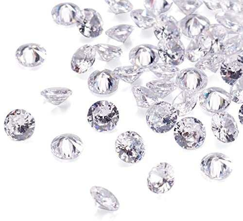 Cheriswelry 50 Stück 2,5 mm kristallklare Diamant-Cabochons mit Zirkonia, facettierte, lose Zirkonia-Steine, Strasssteine für Schmuckherstellung, Basteln