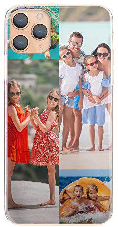 Personalised Phone Case For Apple IPhone 16, 15, 14, Pro, Max, Mini, Plus 13, 12, 11, X, XS, XR, SE, 8, 7, Custom Photo Hard Cover, Personalize with Four Image Collage Layout D, Small Top Left Image
