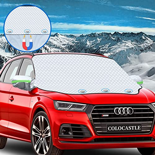 COLOCASTLE Sonnenschutz Auto Frontscheibe, Frontscheibenabdeckung, mit 3 Magneten, gegen Sonne, UV, Schnee, Hohe Temperatur, EIS, Frost, Staub, Passend für die meisten Autos