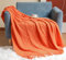 Hayisugal Wohndecke Boho Decke Weich Strick Wolldecke mit Quaste Kuscheldecke Sofadecke Couch Decke Überwurfdecke, Orange, 150 x 200cm