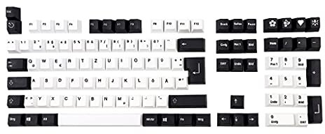 Tanmo 109 Key German PBT Keycap Cherry Profile Dye Sub Keycaps für Mx Switches Gk61 64 68 96 108 Corsair Strafe K65 K70 G710, Schwarz + Weiß