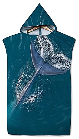 FANSU Surf Poncho de Bain Poncho de Plage, Unisexe Microfibre sans Manches Peignoir de Piscine Serviette pour Adulte Hommes et Femmes Serviette à Changement (75x110cm,Surface mer)