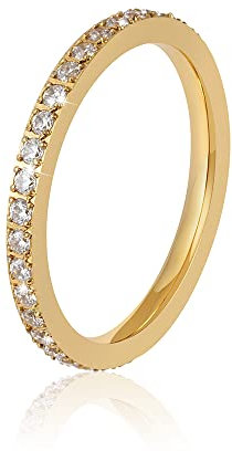 GD GOOD.designs Zirkonia Ring für Damen I Verlobungsring Gold Größe 56