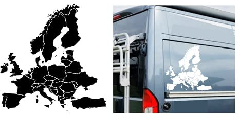 Generisch Adesivo per carte d'Europa, per camper, furgone o come adesivo da parete (43/8/2) (nero opaco, 60 x 60 cm)