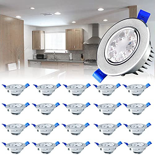 YRHome LED Einbaustrahler 230V Flach Einbauleuchte 20er Set 3W Badleuchte Einbauspot Aluminium Mini Deckenspot für Wohnzimmer Schlafzimmer und Küche 20x3W Kaltweiß