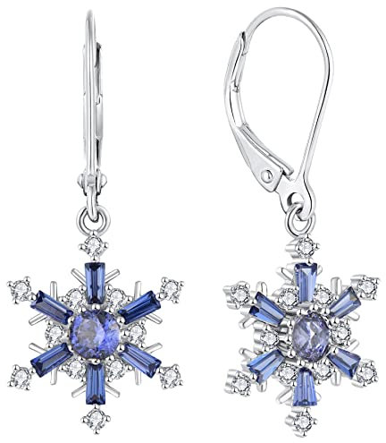 YL Schneeflocke-Ohrringe 925 Sterling Silber Tanzanit baumeln DROP-Ohrringe für Damen