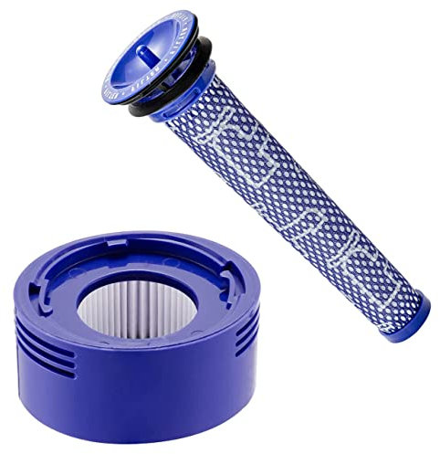 Filtro de repuesto para aspiradora Dyson V7, V8 Animal y Absolute inalámbrico, reemplazar la parte 96566101 y 96747801, 1 filtro de poste y 1 prefiltros