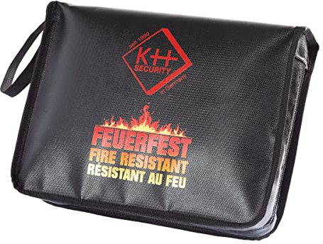 KH-Security Dokumentenhalter, 13 Innenfächer, 8,4 Liter, Weiß, A4, Fiberglas, Zipper, ca. 30 x 20 x 10 cm, Feuerfest bis 530°C