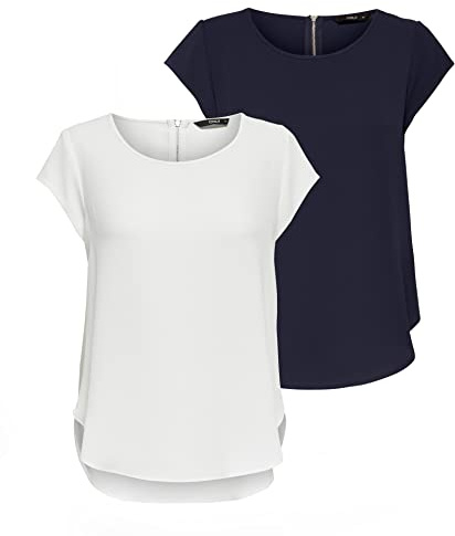 ONLY Women's Onlvic S/S Solid Top Noos WVN T-Shirt, Yellow/Green (1 x Golden Yellow/1 x Kalamata), 42 (EU) / 14 (UK)
