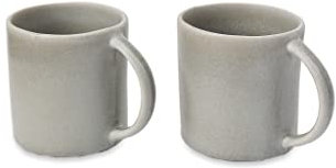 URBANARA Becher Malhou – 9.5 x 8.5 cm, Blassgrün, 100% Stein, Steingut – 2er Set, Kaffeebecher Tasse Geschirr Cappucino Kaffeetassen Espressotassen Teetasse Coffee Mug Skandinavisch Hygge