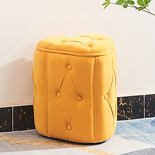 Samt Sitzhocker Mit Stauraum Fußstütze Hocker,Niedlich Schaltflächen Sitzpouf Couch Hocker Sitzhocker Für Wohnzimmer Schlafzimmer Eingangsbereich,Klein Sitzhocker Mit Stauraum-Gelb 32x32x37cm(13x13x15