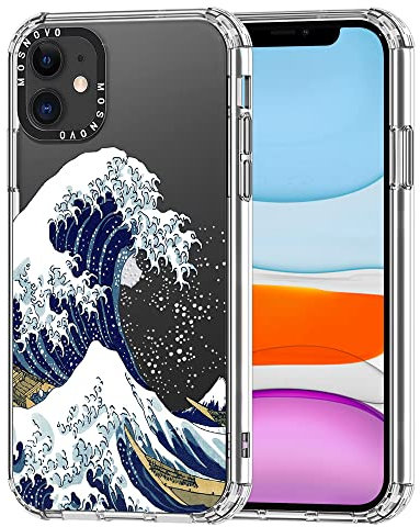 MOSNOVO für iPhone 11 Hülle – Durchsichtige, schlanke, stoßfeste TPU+PC-Handyhülle, [6,6 Fuß Fallschutz/Anti-Abziehen] - Große Welle