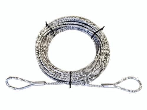 ALFA LOGISTIK Stahlseil 10mm Dicke 25m Länge - Stahlseil mit Ösen - Drahtseil mit Ösen – Zuverlässiges Stahlseil mit 2x Schlaufen – Seilspanngarnitur – Stark Seil
