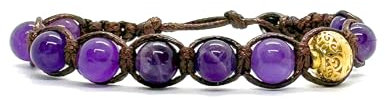 Samsara Kinder Tibetisches Buddhistisches Armband für Jungen/Mädchen - Shamballa mit Echten Natursteinen, Handgefertigt (AMETHYST)
