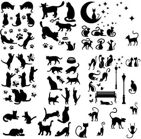 craspire Katzen-Aufkleber, Schwarze Kitty-Aufkleber, Süße Katze, Fensteraufkleber, Wasserdicht, Entfernbar, Vinyl-Wandkunst Für Toilette, Schlafzimmer, Wohnzimmer, Dekoration