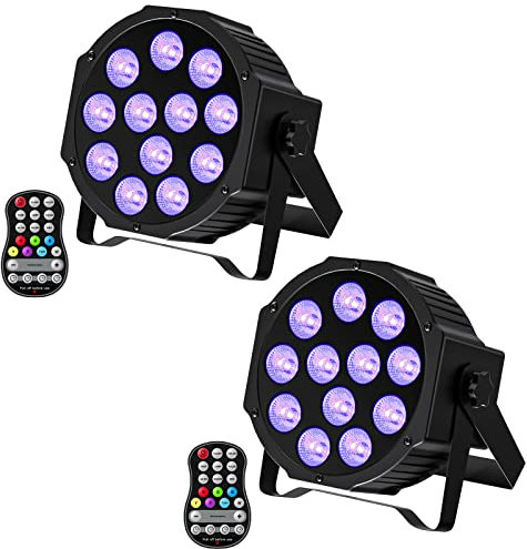 ZonQoonz 2 PCS RGBW Akku Bühnenlicht, 24 W Wiederaufladbare Par Licht mit Funktion Timer und 7 Beleuchtung Modi, 8 CH Akku Strahler Outdoor für Hochzeit Bar DJ Show Disco