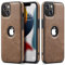 Sibada Hülle für iPhone 13 Logo View Slim Premium Veganes Leder Klassisch Luxus Elegant Dünn Handyhülle 6,1 Zoll (2021) - Grau