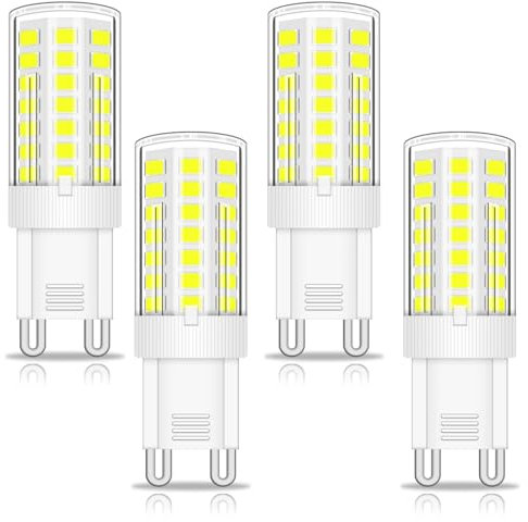 XIMNCHNI G9 LED Lampen, 5W Entspricht 40W-50W Halogenbirne, Kaltweiss 6000K,500LM 230V Glühlampe, G9 Bi-Pin Base Nicht Dimmbar Leuchtmittel,G9 Birne Kapsel Lampe,4er Set