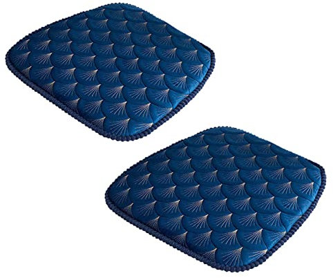 ZIBENE Stuhlkissen Halbrund 45x45 Mit Schleife, Sitzkissen Stuhl 2 StüCk, Sitzpolster Gartenstuhl Stuhlauflagen EsszimmerstüHle mit Rutschfester Unterlage Dicke Sitz Auflage KüChenstuhl Marineblau