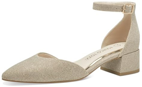 MARCO TOZZI Damen Pumps mit Riemen Glitzer Vegan, Gold (Gold), 38 EU