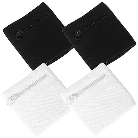 Toddmomy Sportarmband Mit Reißverschlusstasche Atmungsaktives Handgelenk Sweatband Baumwolle Für Fitness Joggen Laufen Outdoor Sport Handytasche Für Schlüssel Und Münzen