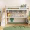 FEZTOY Hochbett Kinderbett mit 4 Speicherung Treppe und Schreibtisch, Etagenbett mit Regalen, Funktionsbett Stockbett 90x200cm Jugendbett Spielbett