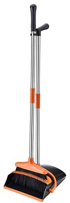 Kehrmaschine und Dose mit langem Griff - 87 cm - Orange/Schwarz - Kehrmaschine und Dose auf Stahl - Kehrmaschine Lang