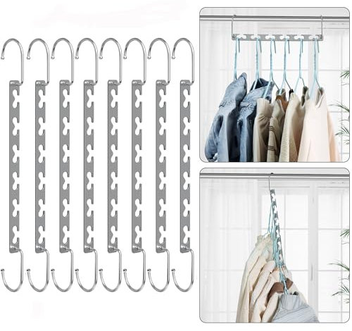 cycleacc Magical Space Saving Hangers for Clothes, Space Saver Hangers, Metal Multi Coat Hangers, Closet Organizer and Storage, Dorm Room Essential, 8 PCS