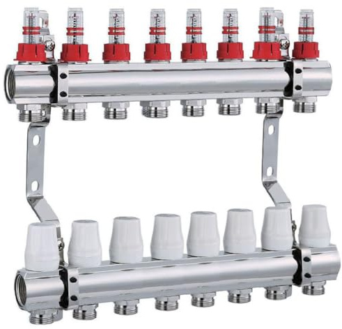 Aqua Heating Collettore Per Riscaldamento A Pavimento Collettore Da 1 Per Riscaldamento Collettore Impianto A Pavimento 8 Circuiti