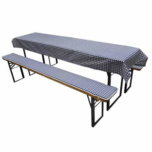 Siena Garden Auflagen zu Festzeltgarnitur 3tlg, blau-weiß Bezug aus 35% Baumwolle/65% Polyester, Dessin 001, Farbe blau-weiß