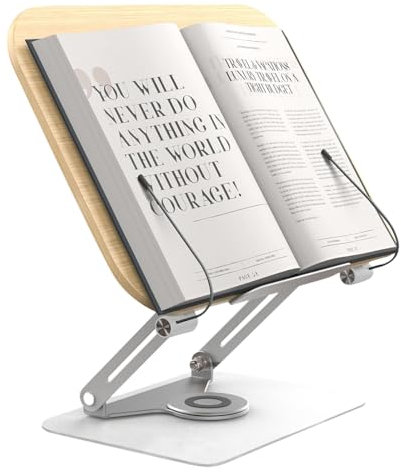 Gwezmxs Atril para Libros, 360° Ajustable Madera Soporte para Libros Leer, Plegable Atril Lectura, Book Stand Holder