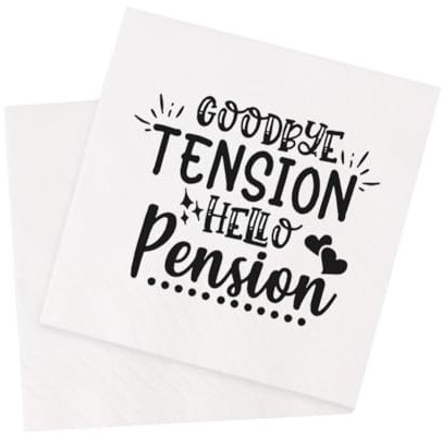 VOWFOO Cocktail-Servietten, Party-Servietten, Getränke-Servietten, Bar-Servietten, Einweg-Papier, humorvolles Geschenk, 100 Stück, 11,4 x 11,4 cm, 13-lagig (Goodby Tension Hello Pension)