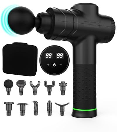Gift for Dad, Massage Gun Deep Tissue, 99-Speed Percussion Massager with 10 Heads, 3600 Percussion/min, 2500mAh Battery, Quiet Cordless Muscle Massager with LCD for Athletes, Pain Relief, Men
